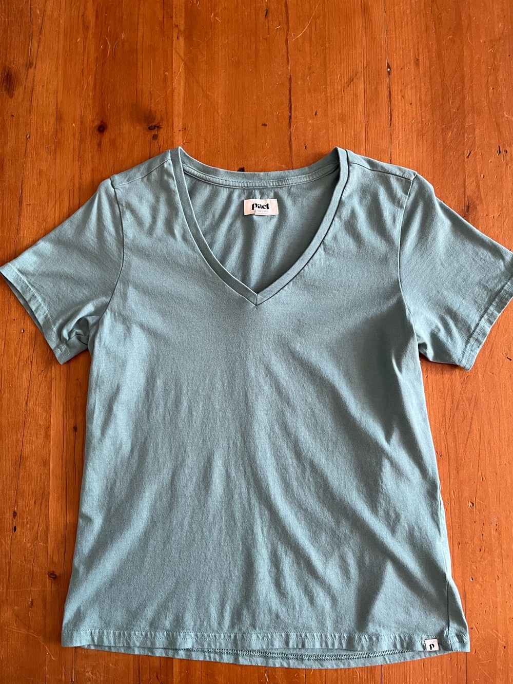 Pact Organic Cotton V Neck Soft Green Women’s T-Shirt